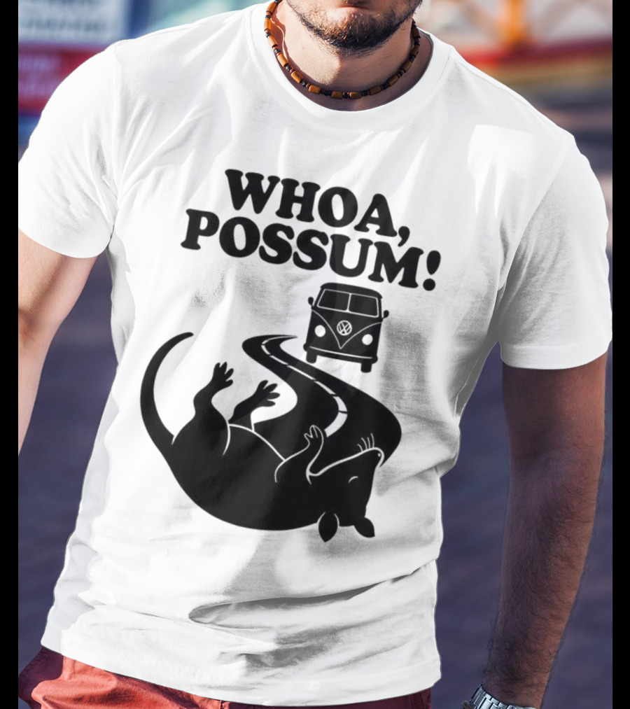Whoa Possum Vintage Van Opossum Road Trip T-Shirt