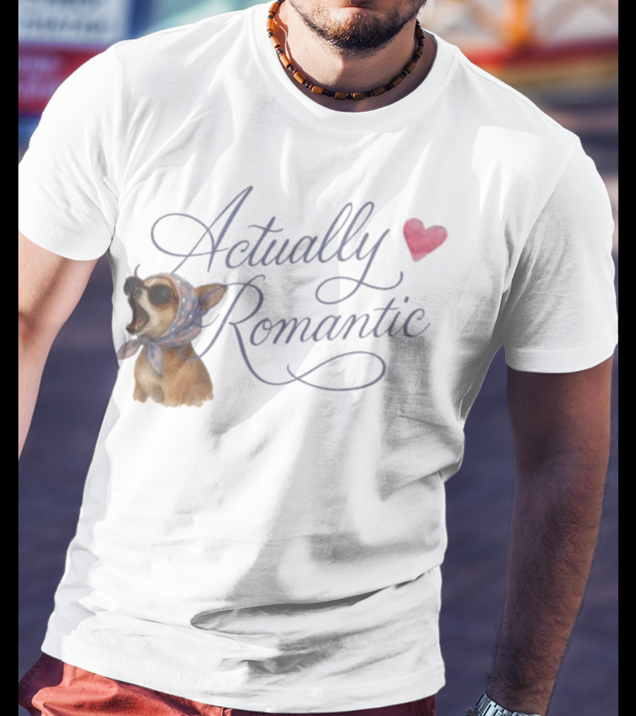 Actually Romantic Dog Sunglasses Heart Scarf T-Shirt