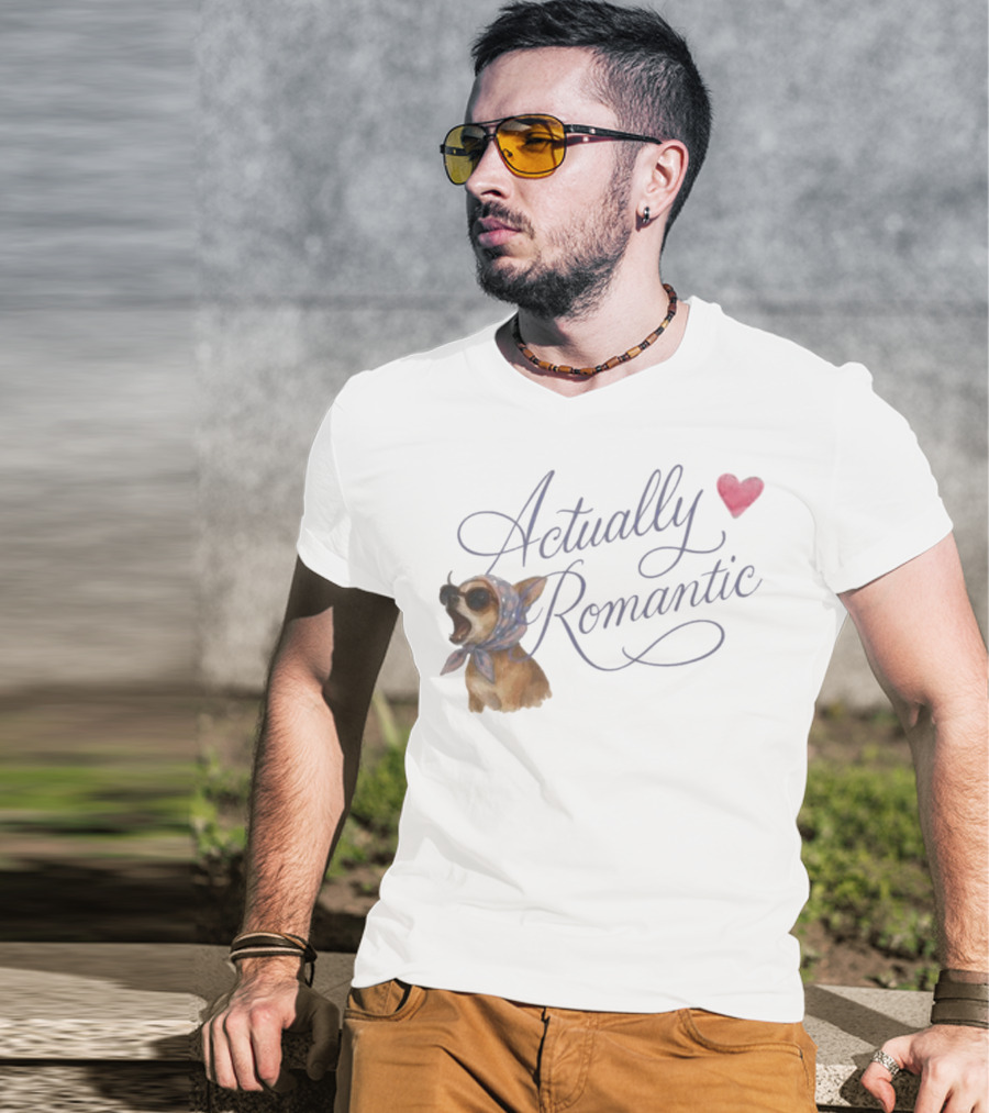 Actually Romantic Dog Sunglasses Heart Scarf T-Shirt