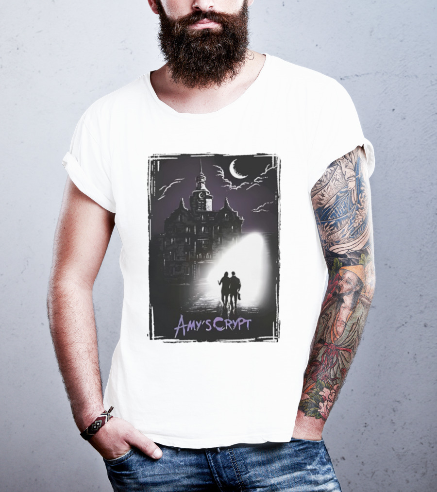Amy's Crypt Haunted Mansion Moonlit Silhouette Halloween 2025 T-Shirt