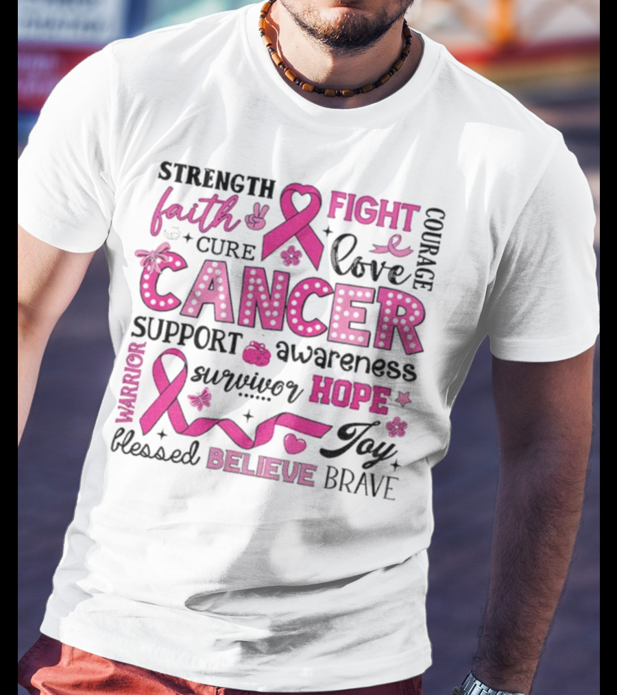 Faith Hope Fight Cancer Support Awareness Warrior Survivor Believe Strength T-Shirt