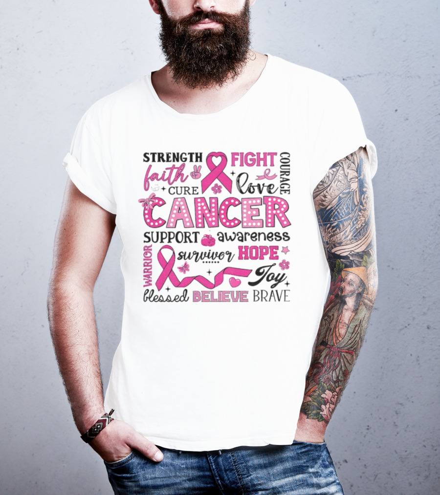 Faith Hope Fight Cancer Support Awareness Warrior Survivor Believe Strength T-Shirt