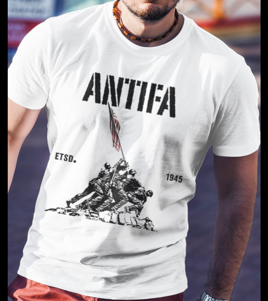 Antifa Estd 1945 Pro Democracy Liberal Protest Red Flag Symbolism T-Shirt