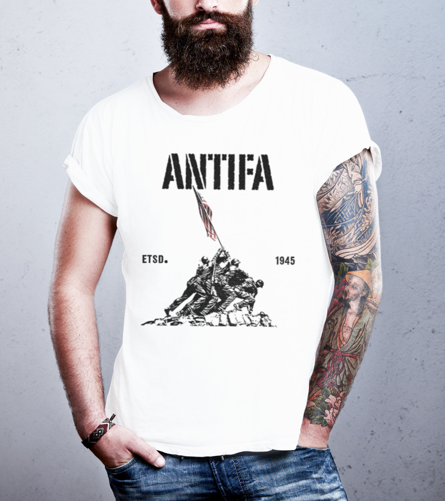 Antifa Estd 1945 Pro Democracy Liberal Protest Red Flag Symbolism T-Shirt