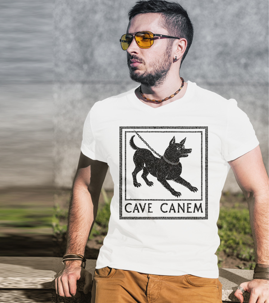 Cave Canem Ancient Pompeii Beware Of Dog Mosaic T-Shirt