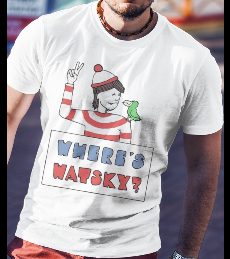 Where's Watsky Striped Outfit Peace Sign Cartoon Bird T-Shirt