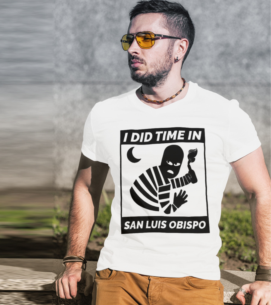 I Did Time In San Luis Obispo Retro Prison Bars Crescent Moon T-Shirt