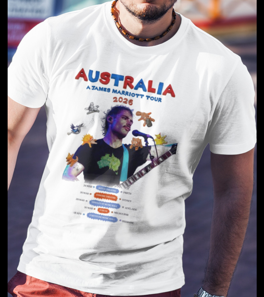 James Marriott Australia Tour 2026 Colorful Dates And Animals T-Shirt
