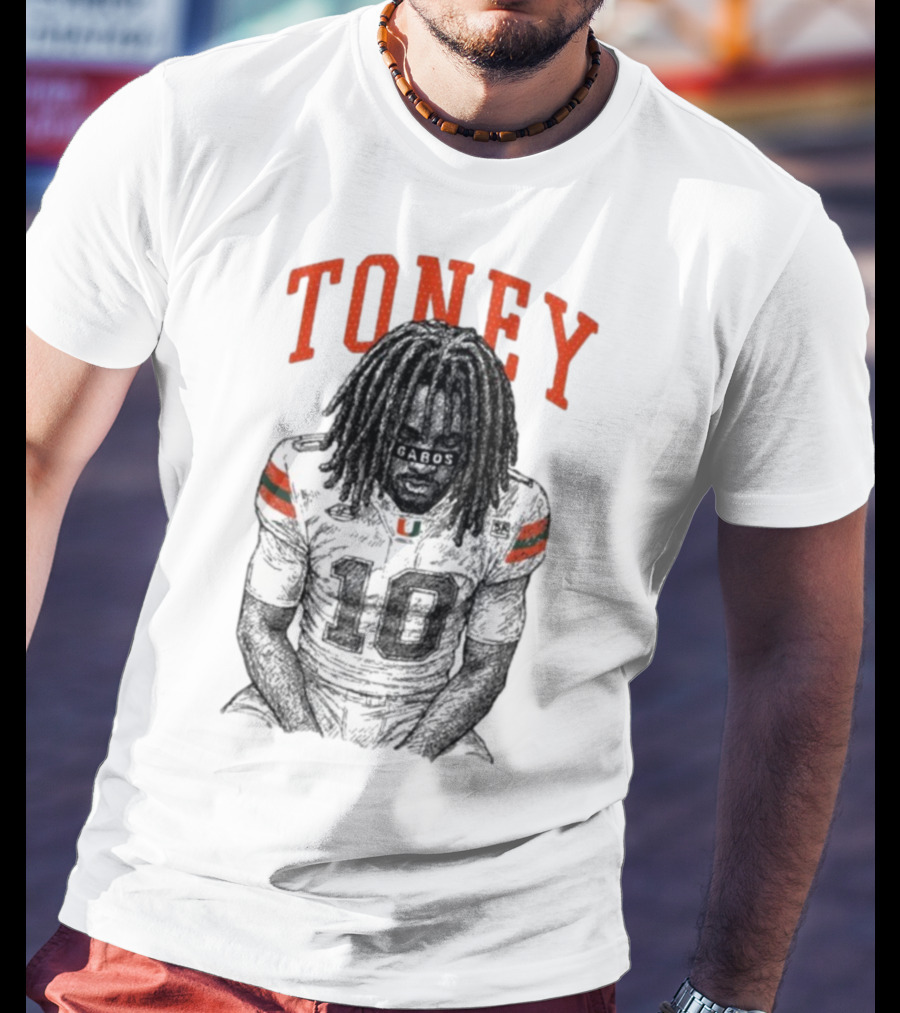 Toney Gabos Miami Hurricanes Number 10 Football Art T-Shirt