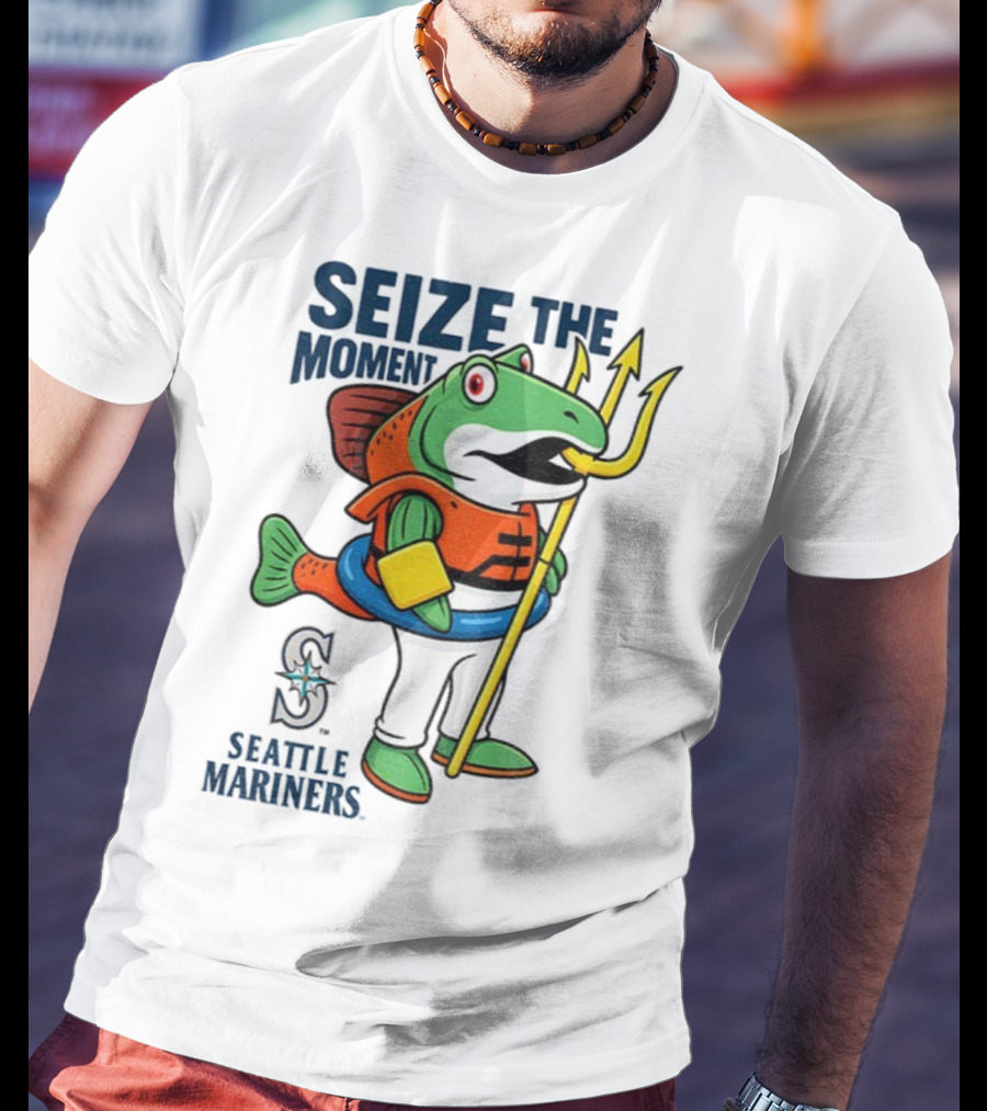 Seattle Mariners Humpy Salmon Trident Seize The Moment MLB T-Shirt