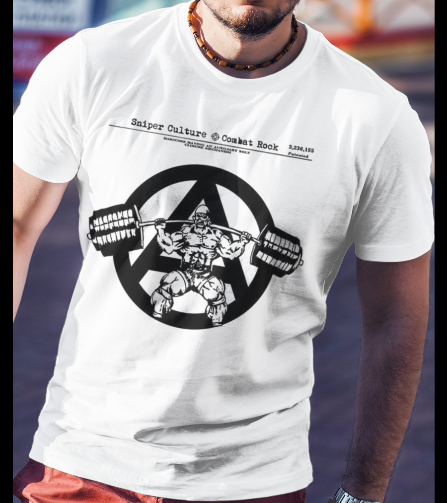 Sniper Culture Combat Rock Powerlifting Circle T-Shirt