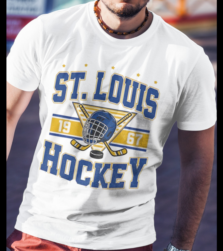 St. Louis Hockey Helmet Crossed Sticks 1967 T-Shirt