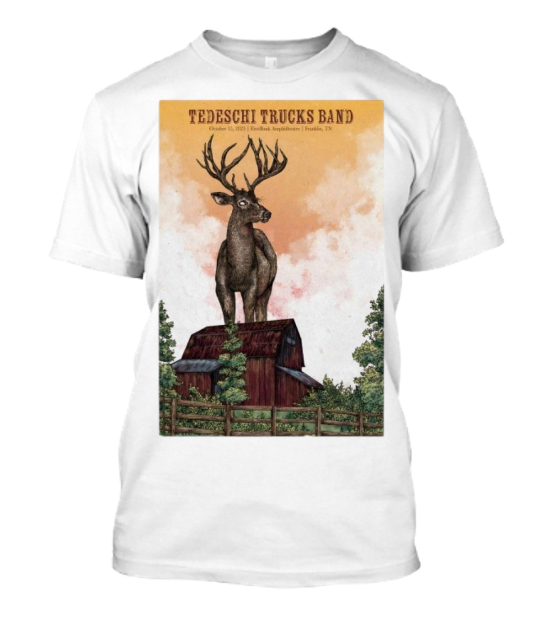 Tedeschi Trucks Band October 15 2025 FirstBank Amphitheater Franklin TN Deer On Barn T-Shirt