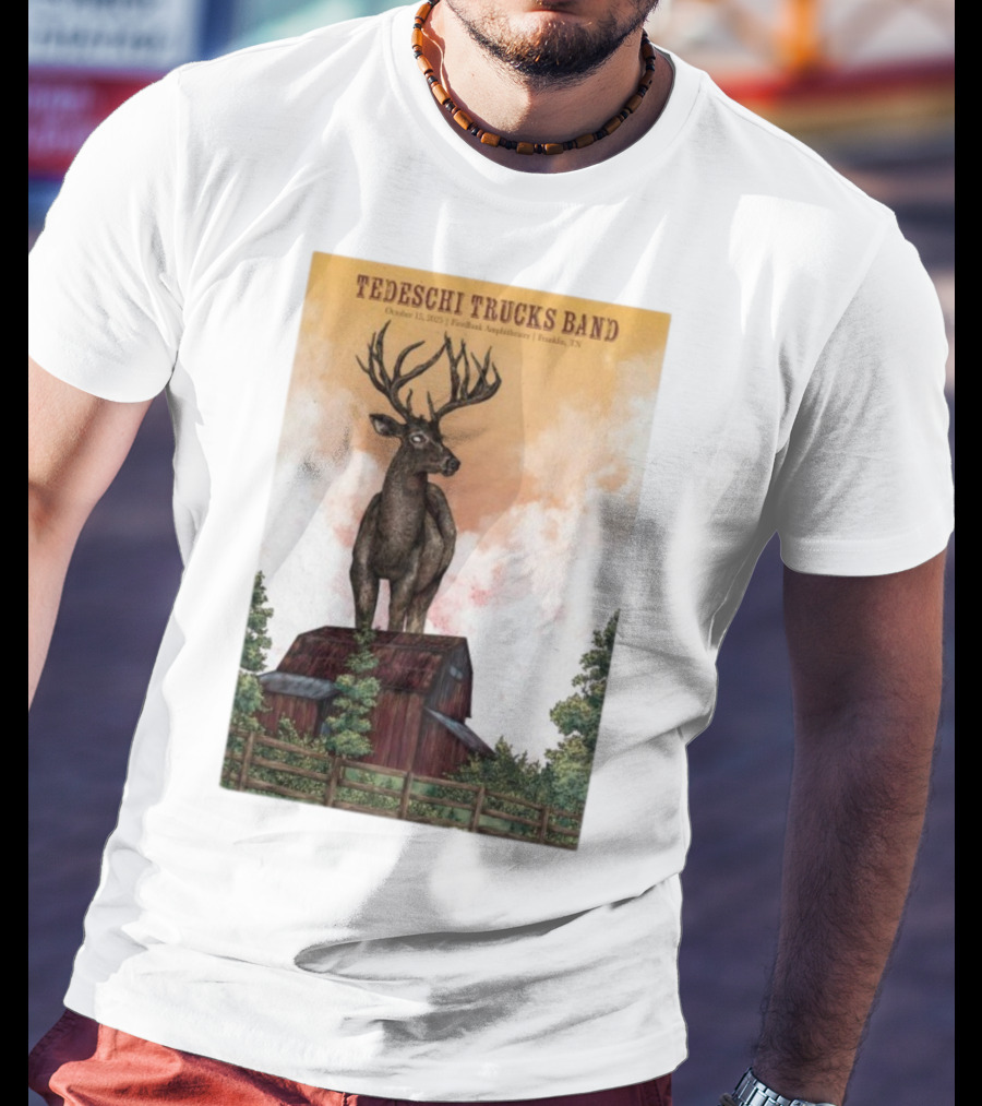 Tedeschi Trucks Band October 15 2025 FirstBank Amphitheater Franklin TN Deer On Barn T-Shirt