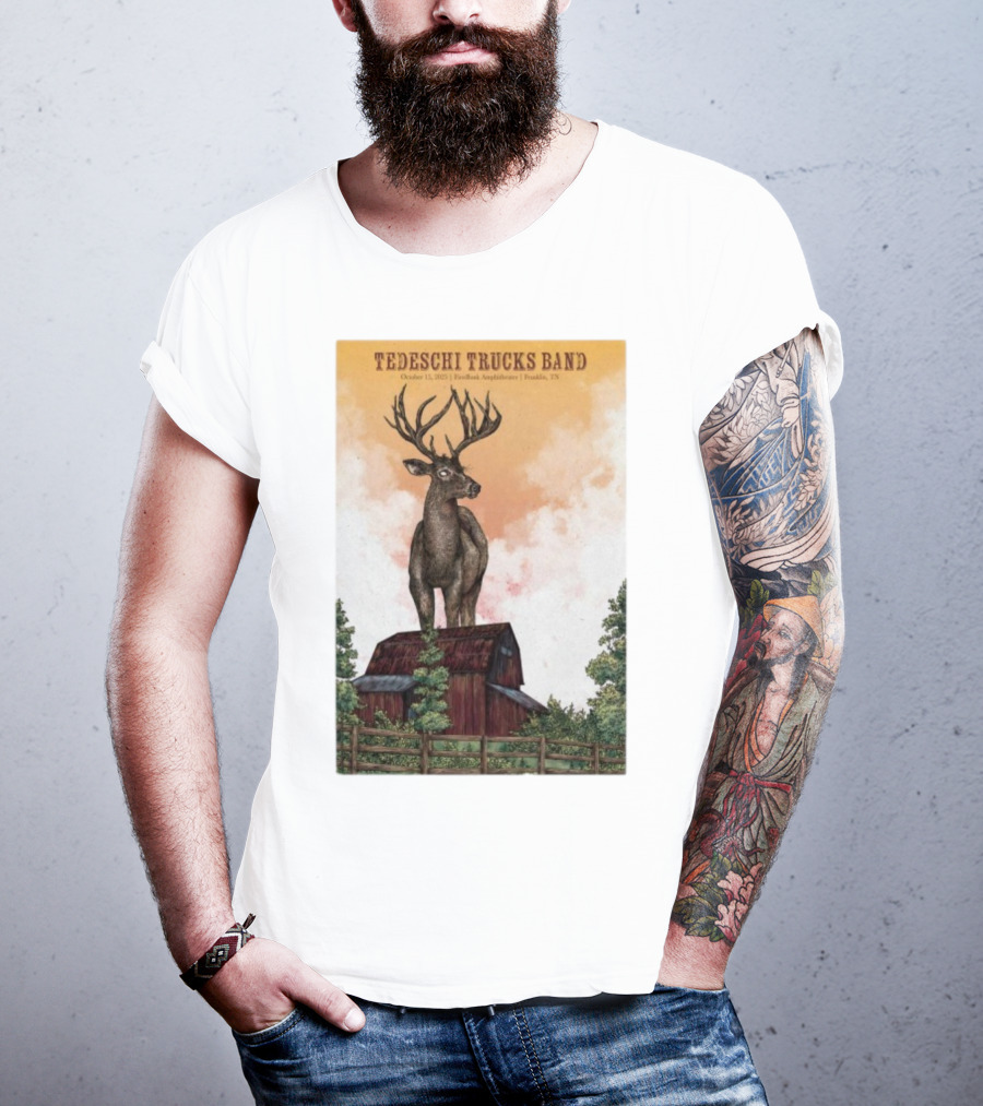Tedeschi Trucks Band October 15 2025 FirstBank Amphitheater Franklin TN Deer On Barn T-Shirt