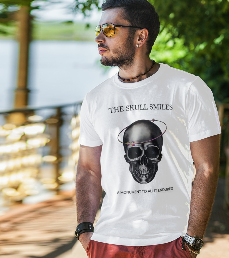 The Skull Smiles A Monument To All It Endured With Planetary Orbit Halo T-Shirt