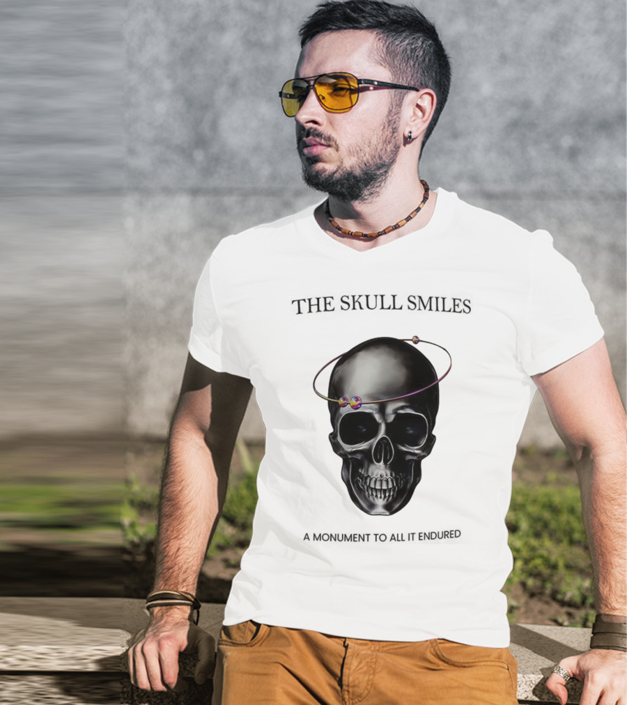 The Skull Smiles A Monument To All It Endured With Planetary Orbit Halo T-Shirt