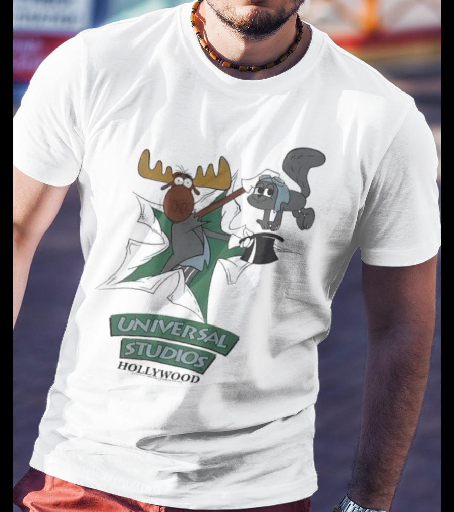 Universal Studios Hollywood Vintage 90s Moose And Squirrel Characters T-Shirt