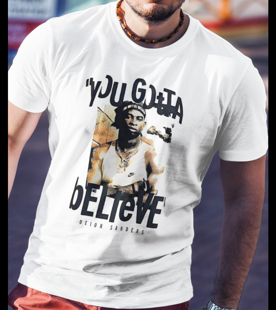 Deion Sanders You Gotta Believe Headband Athlete Image T-Shirt