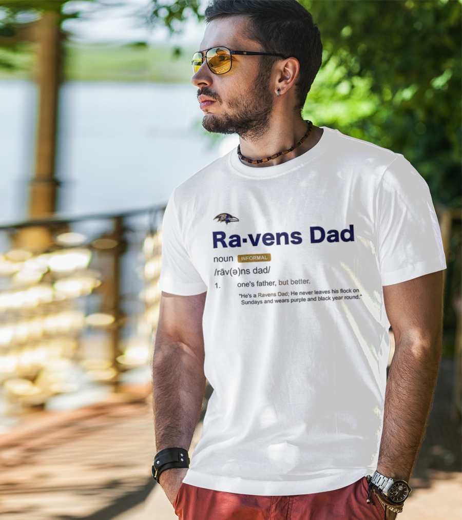 Baltimore Ravens Dad Definition Noun Informal Flock Sundays Purple Black Year Round T-Shirt
