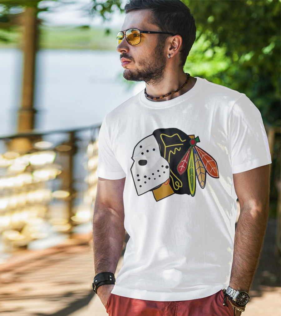 Chicago Blackhawks Hockey Mask Team Colors T-Shirt