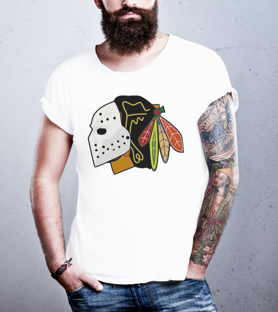 Chicago Blackhawks Hockey Mask Team Colors T-Shirt