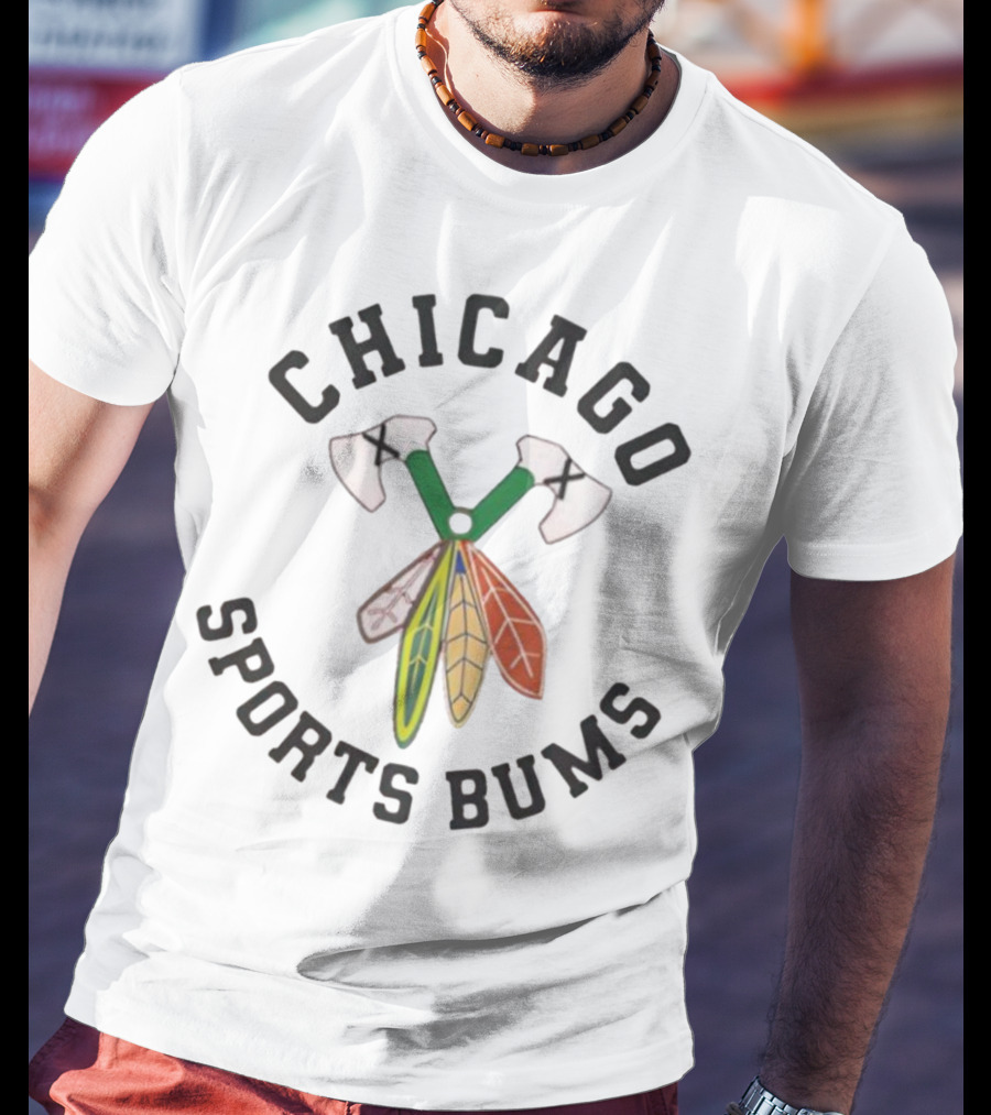 Chicago Sports Bums Hockey Axes Feathers Design T-Shirt