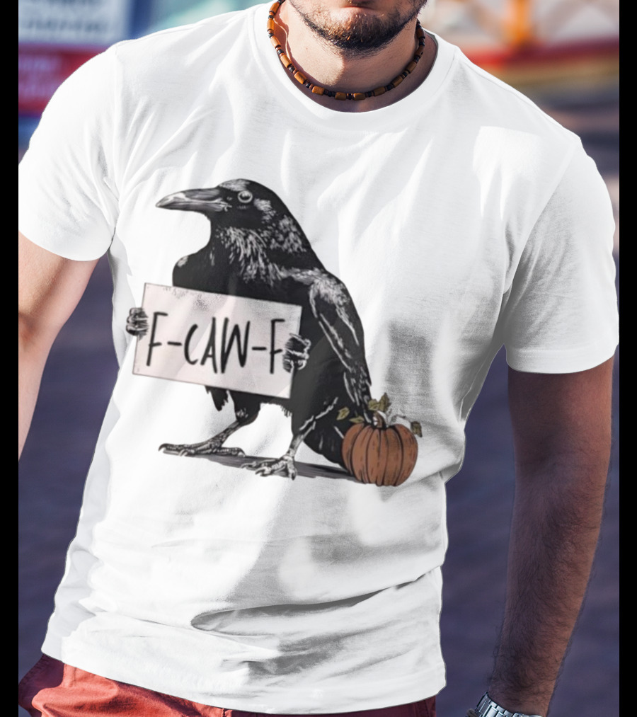 F Caw F Anti Fascism Crow Halloween Raven Pumpkin T-Shirt