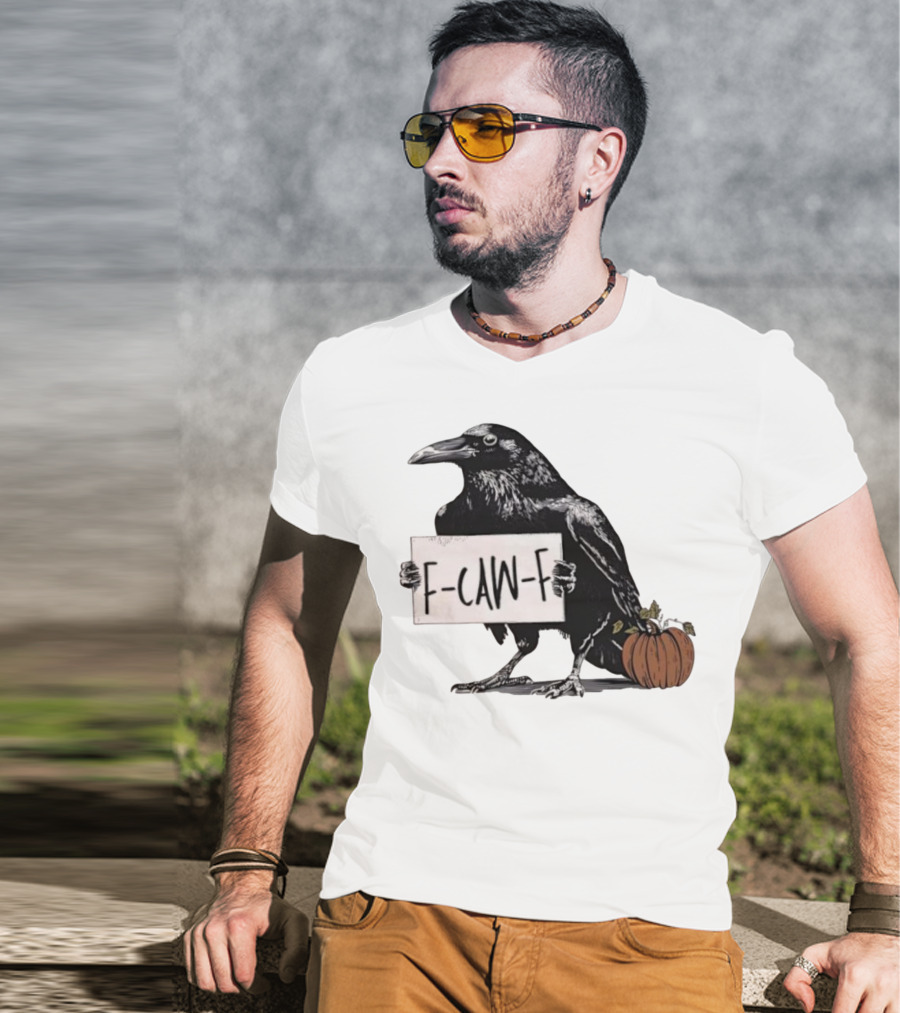 F Caw F Anti Fascism Crow Halloween Raven Pumpkin T-Shirt
