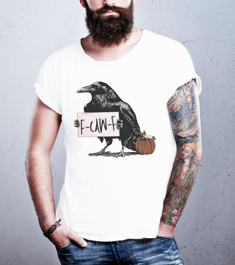 F Caw F Anti Fascism Crow Halloween Raven Pumpkin T-Shirt