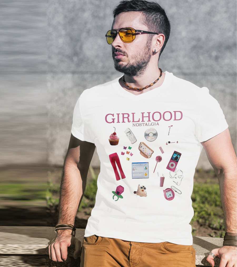 Girlhood Nostalgia 2000s Style Icons IPod Flip Phone Tamagotchi MSN Messenger Cupcake T-Shirt
