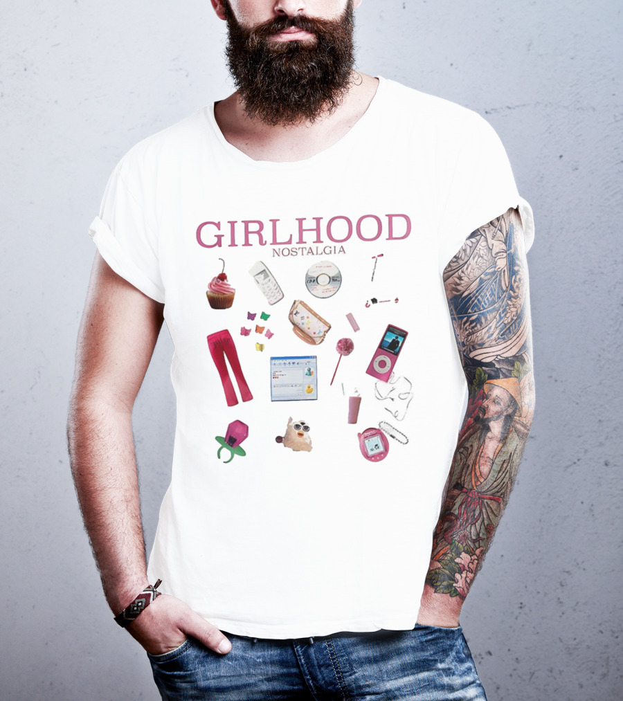 Girlhood Nostalgia 2000s Style Icons IPod Flip Phone Tamagotchi MSN Messenger Cupcake T-Shirt