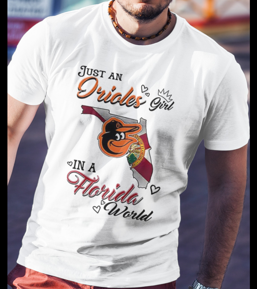 Baltimore Orioles Fan In Florida With State Flag And Mascot T-Shirt