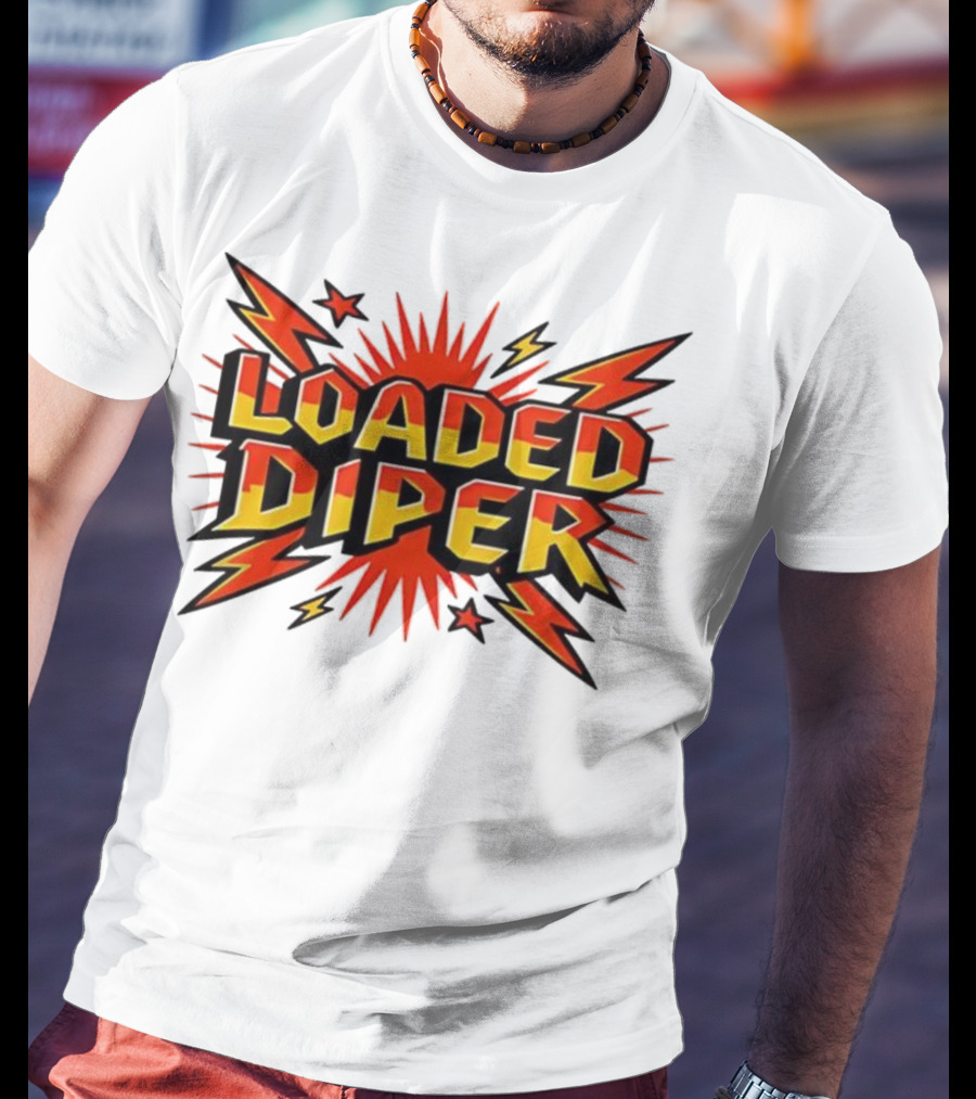 Loaded Diper Band Logo Comic Book Style Explosion Graphic T-Shirt