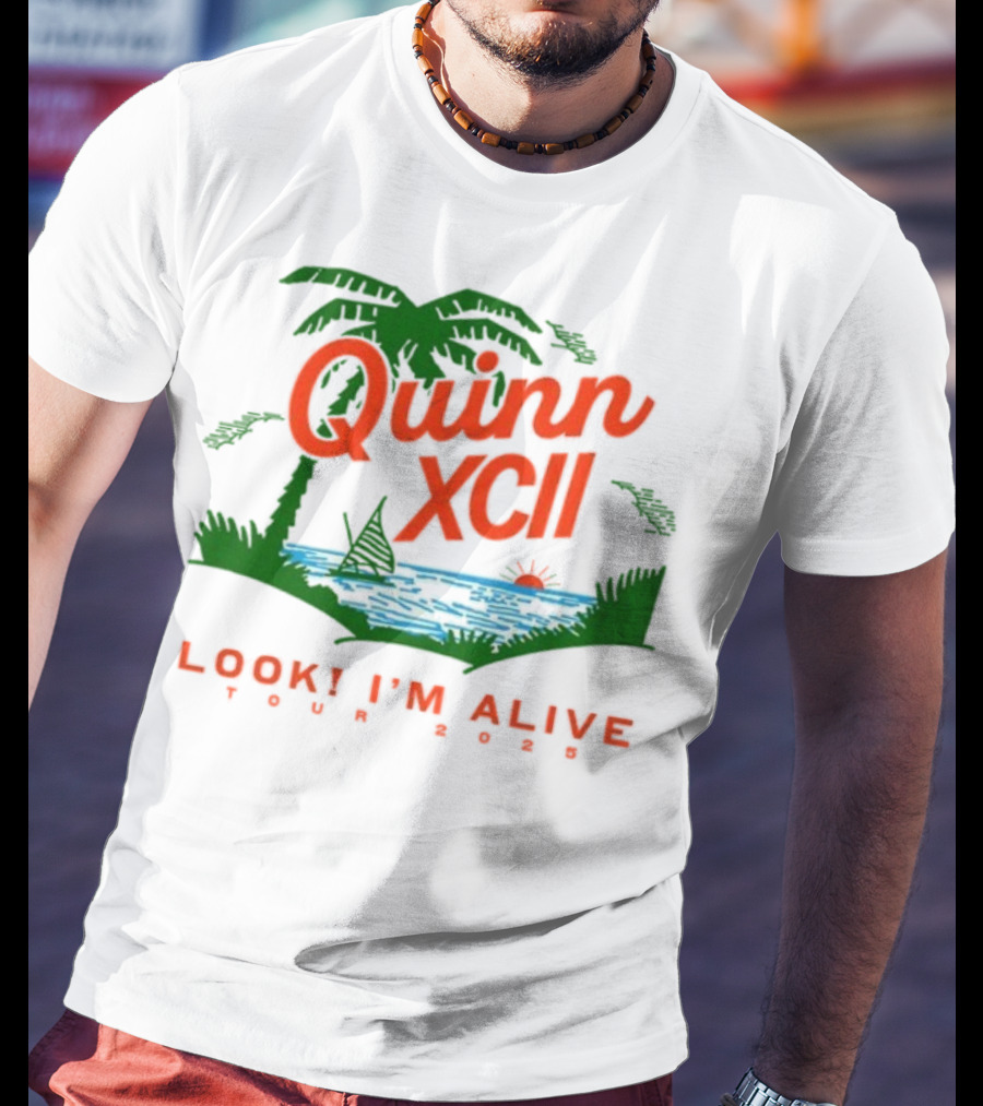 Quinn XCII Look! I’m Alive Tour 2025 Palm Trees Sunset Lake Scene T-Shirt