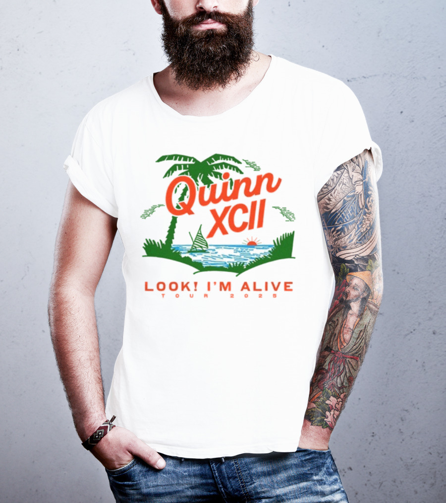 Quinn XCII Look! I’m Alive Tour 2025 Palm Trees Sunset Lake Scene T-Shirt