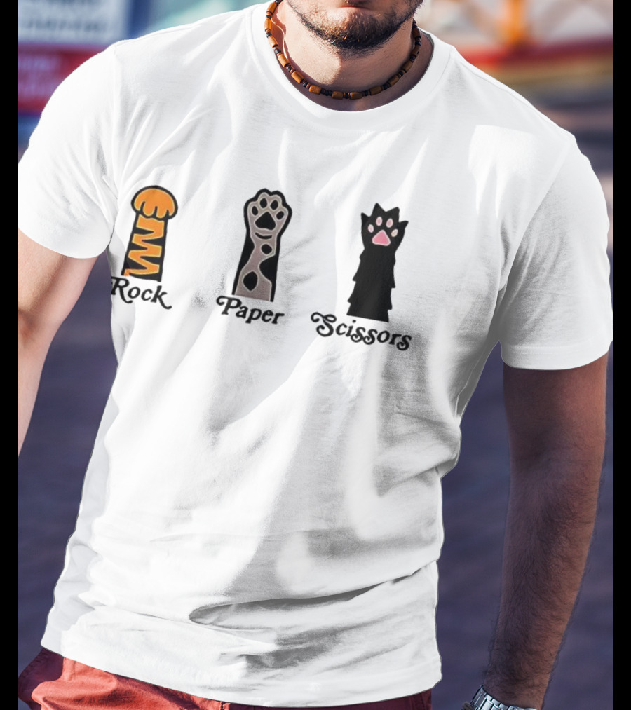 Rock Paper Scissors Cat Paw Love T-Shirt