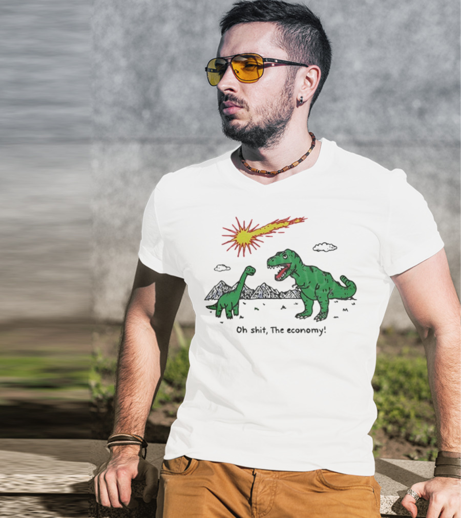 T-rex And Apatosaurus Meteor Impact Oh Shit The Economy T-Shirt