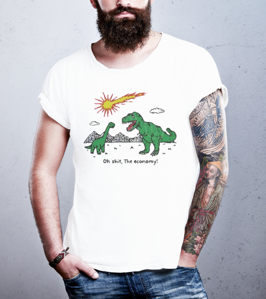T-rex And Apatosaurus Meteor Impact Oh Shit The Economy T-Shirt
