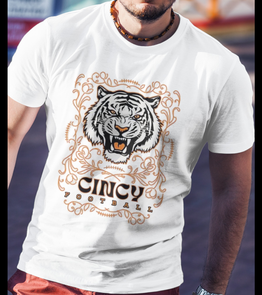 Cincy Football Tiger Roaring Face Frame T-Shirt