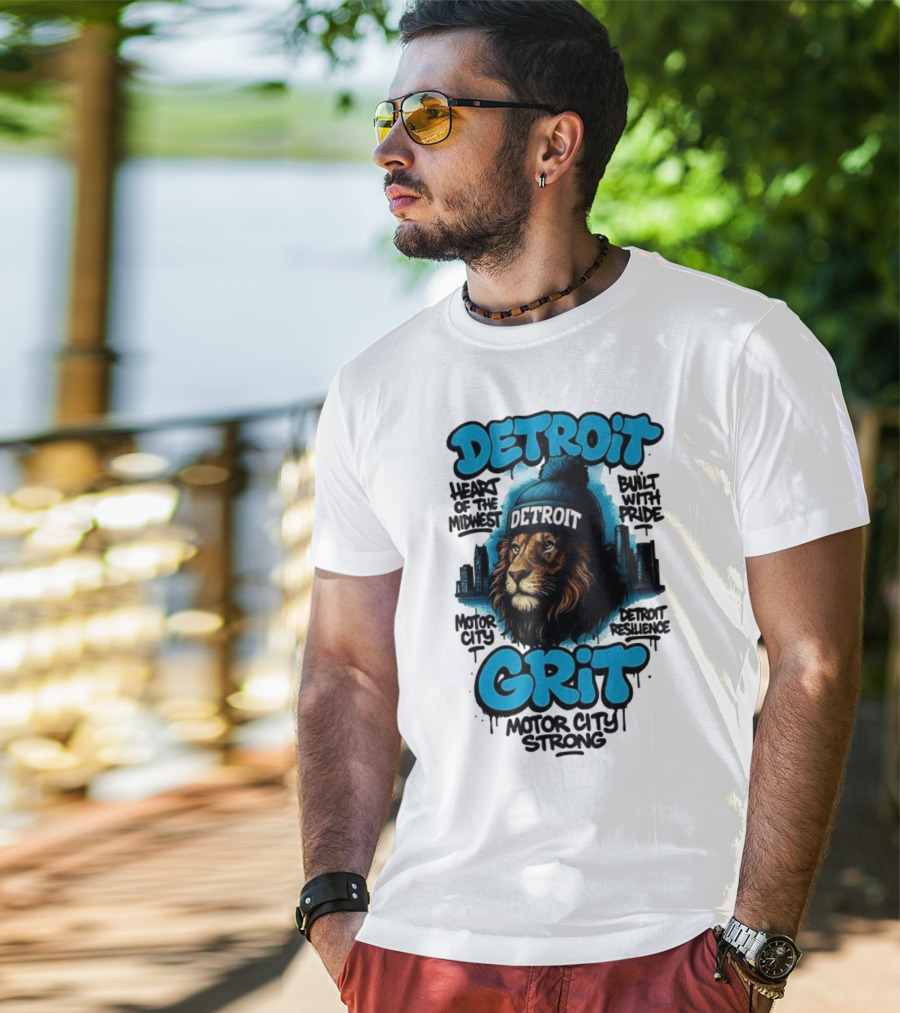 Detroit Grit Motor City Resilience Heart Of The Midwest Bullet With Pride Strong Skyline T-Shirt