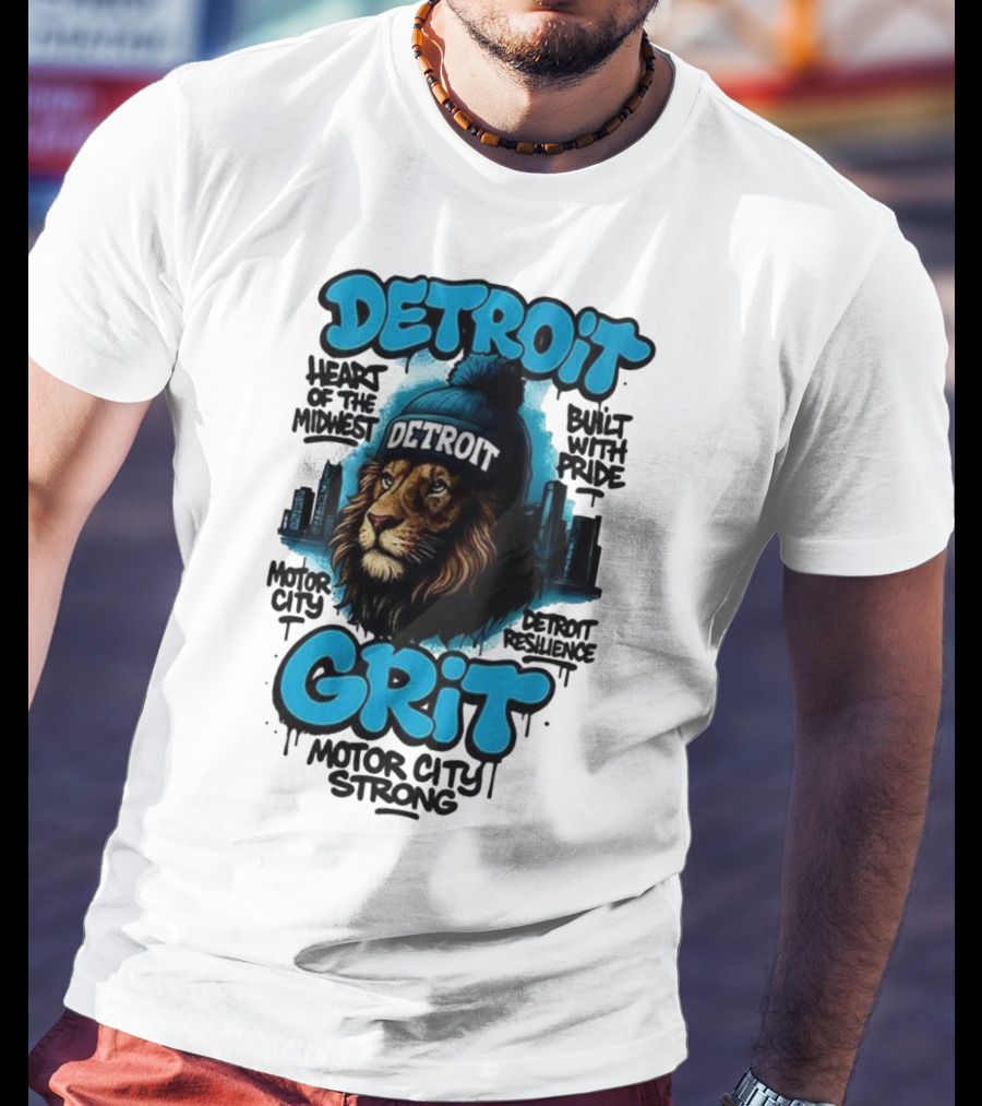 Detroit Grit Motor City Resilience Heart Of The Midwest Bullet With Pride Strong Skyline T-Shirt