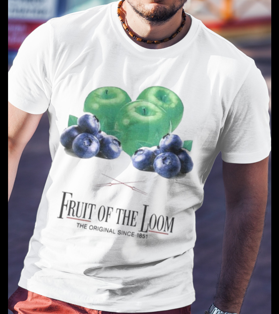 Fruit Of The Loom Original Since 1851 Green Apples Blueberries T-Shirt