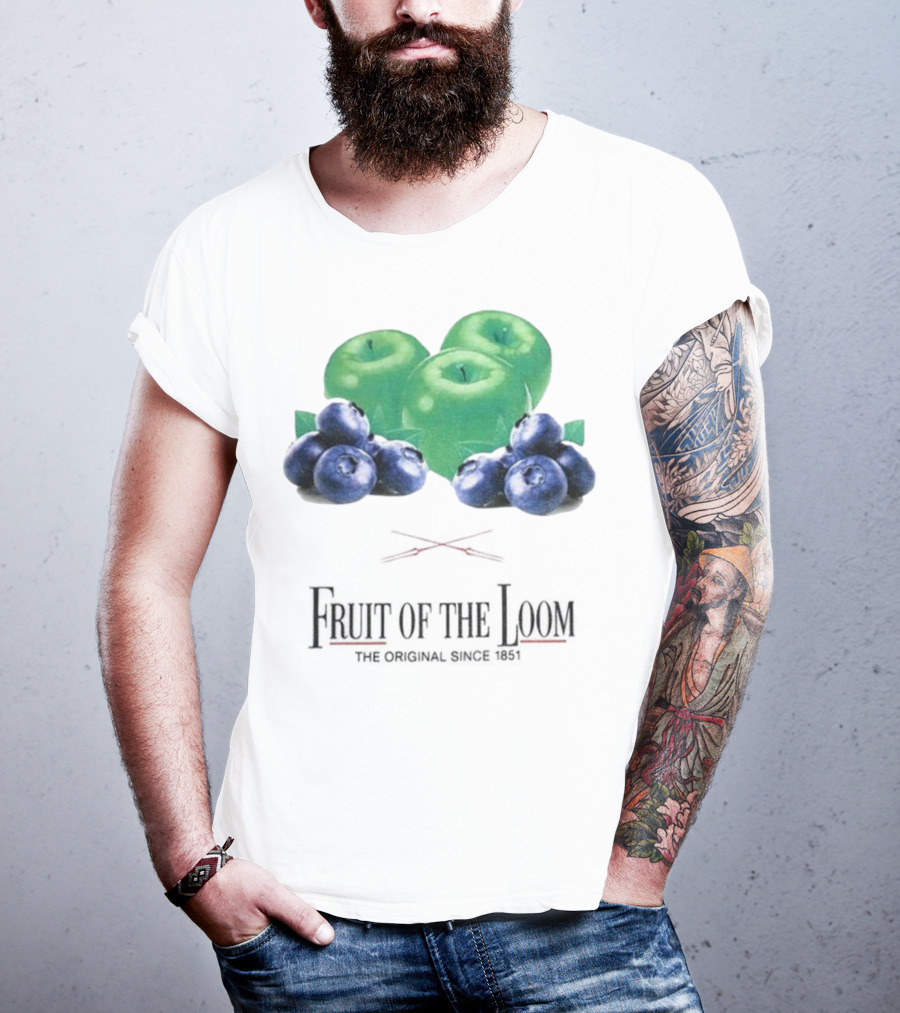Fruit Of The Loom Original Since 1851 Green Apples Blueberries T-Shirt