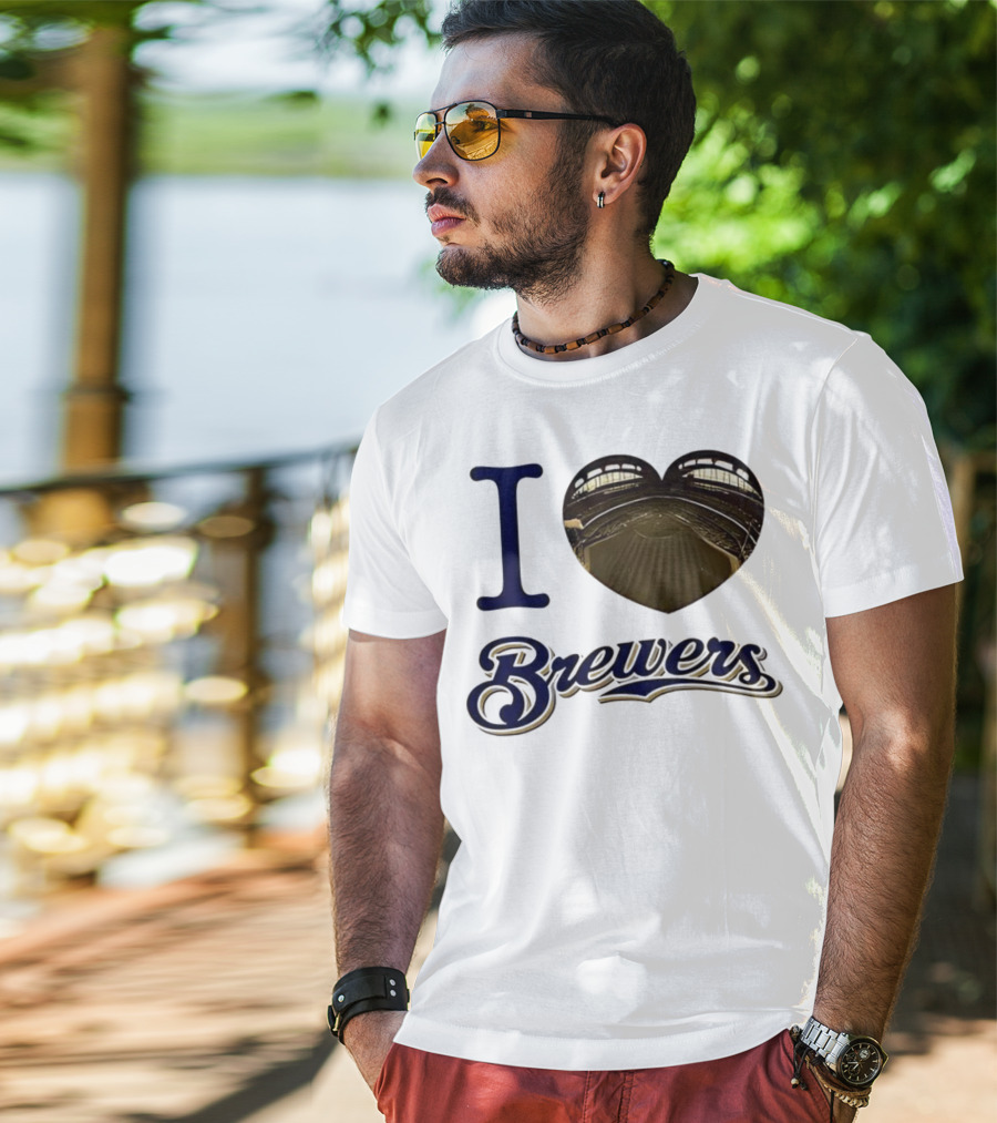 I Love Brewers Heart Stadium Milwaukee MLB T-Shirt