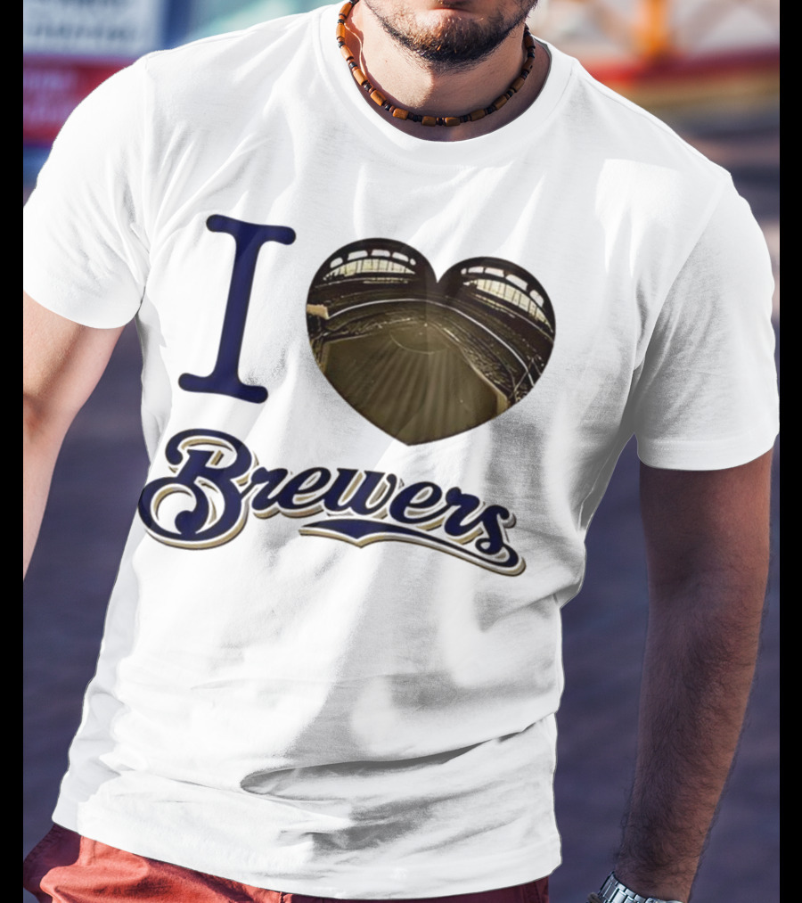 I Love Brewers Heart Stadium Milwaukee MLB T-Shirt