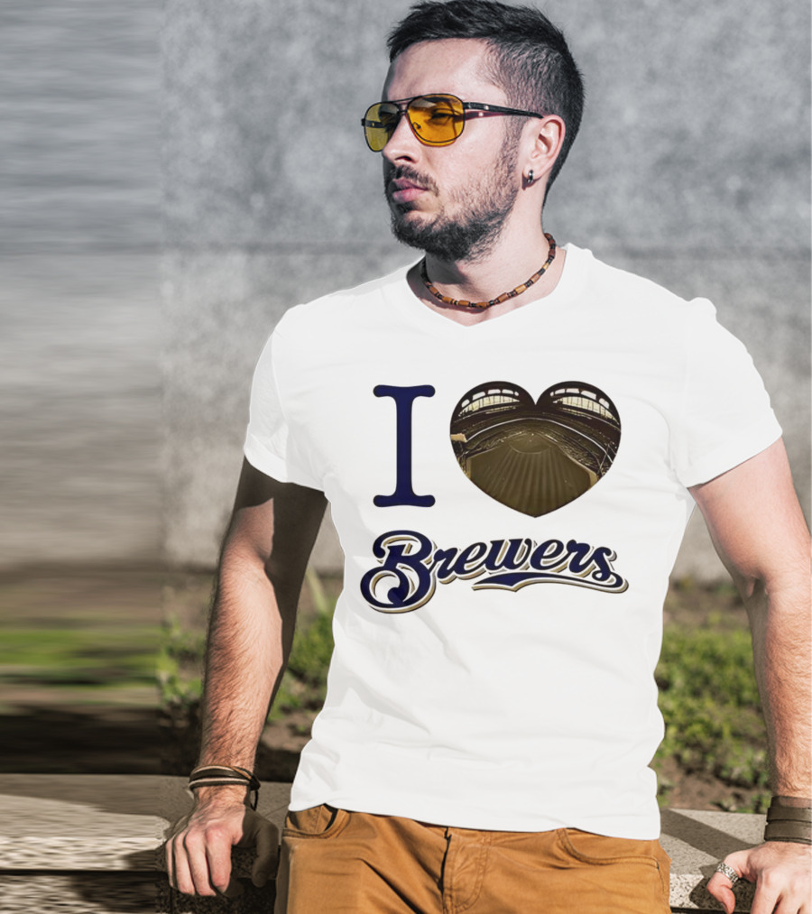 I Love Brewers Heart Stadium Milwaukee MLB T-Shirt