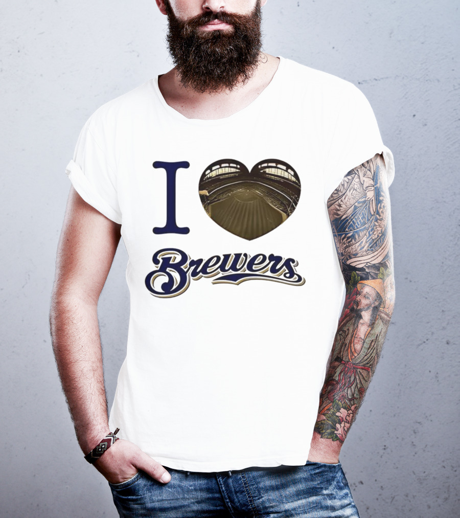 I Love Brewers Heart Stadium Milwaukee MLB T-Shirt