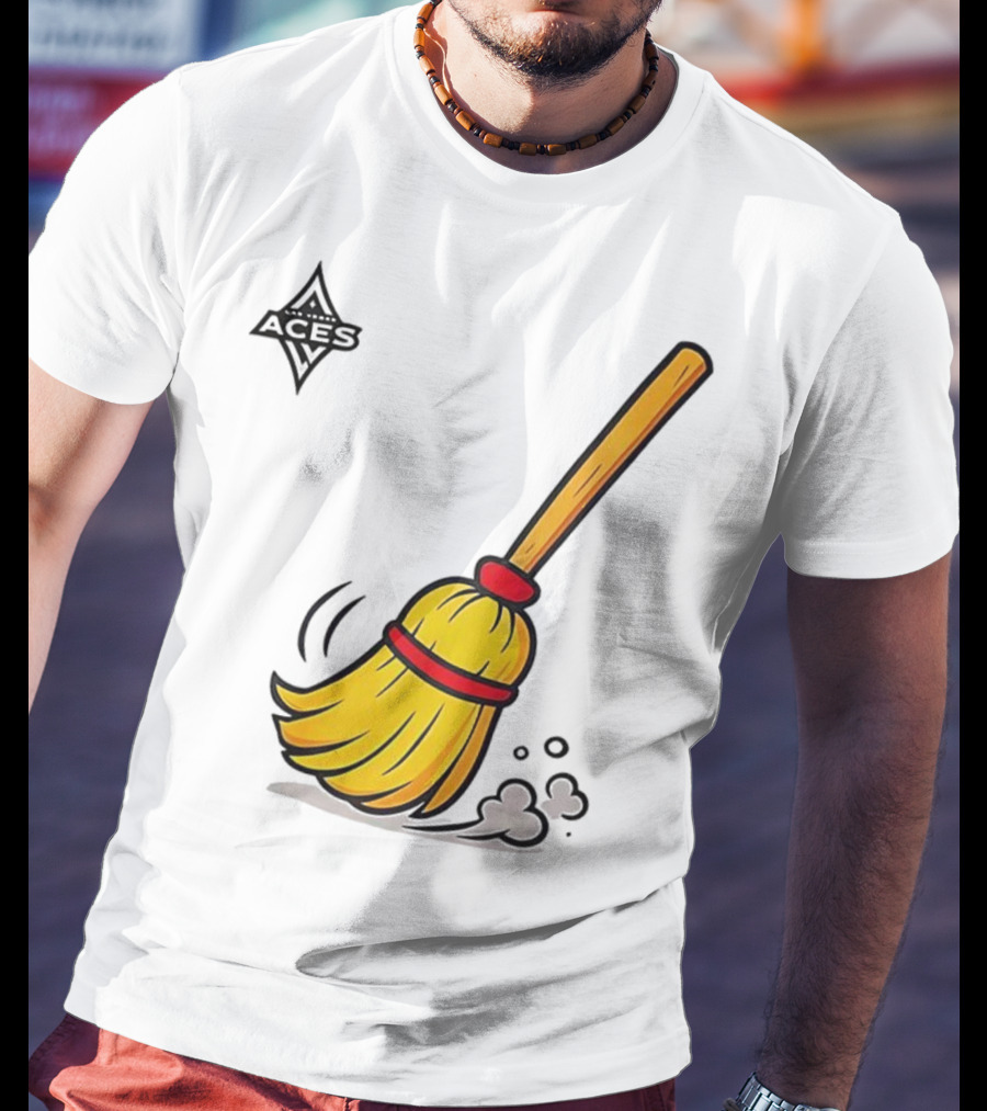 Las Vegas Aces Broom 2025 Championship Victory Sweep T-Shirt