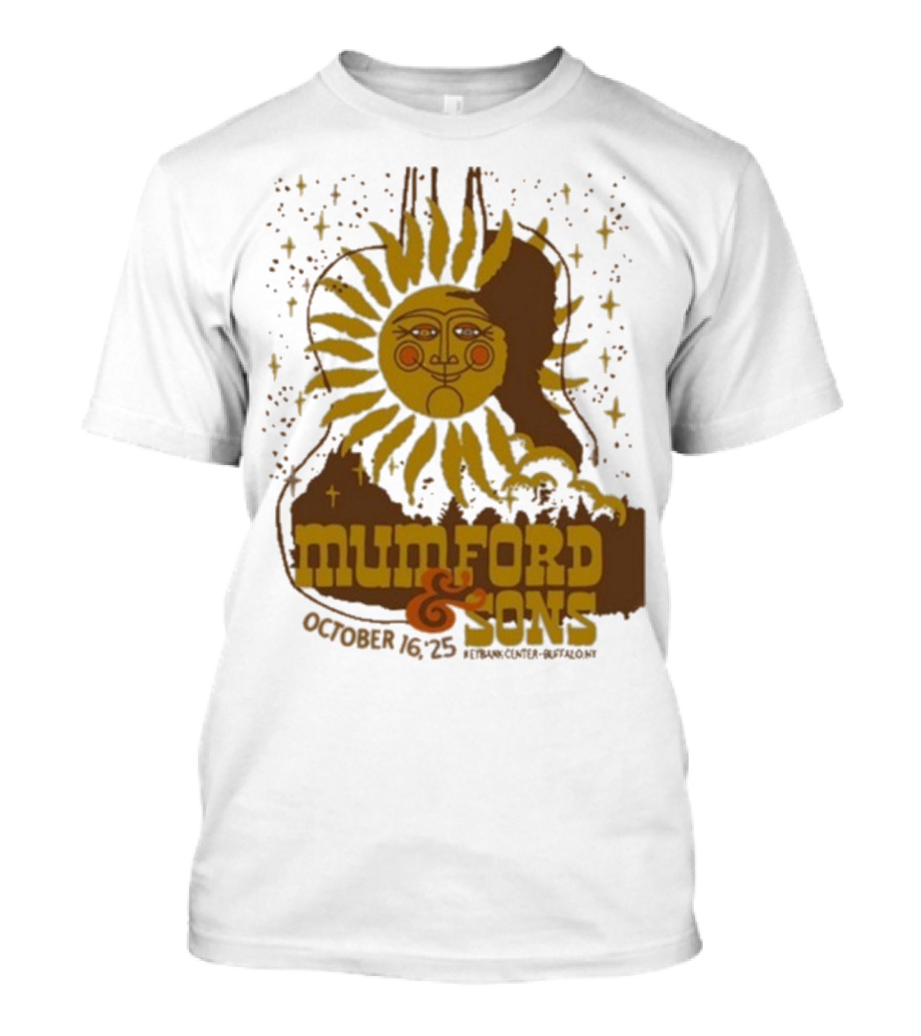 Mumford & Sons 2025 October 16 Pyramid Center Buffalo NY Sun Guitar T-Shirt